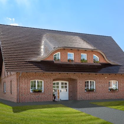 Klinkerhaus mit Biberschwanzziegel in maronenbraun